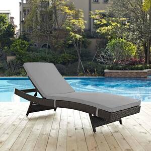 Sojourn Wicker Outdoor Patio Chaise Lounge with Sunbrella Canvas Gray Cushions