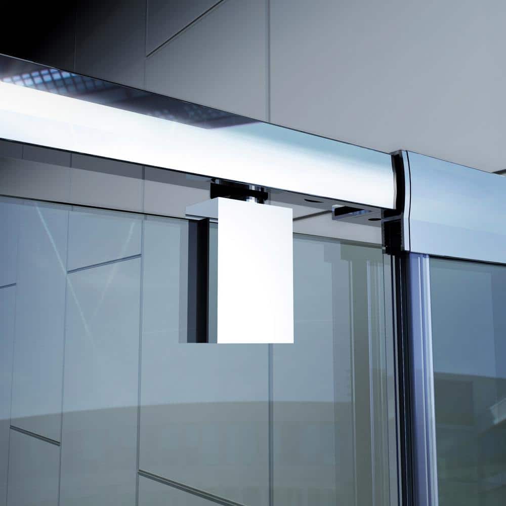 Flex 60" Brushed Nickel Frameless Pivot Shower Door with Clear Glass
