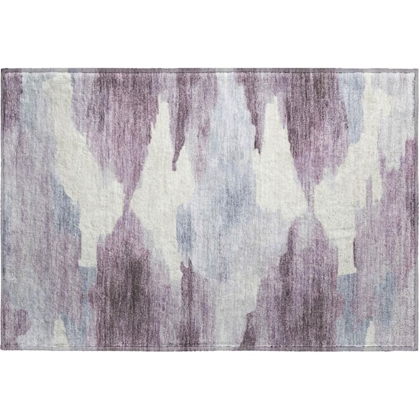 Mayfield Premium Machine Washable Abstract AMF2259 Plum 2 ft. x 3 ft. Accent Rug