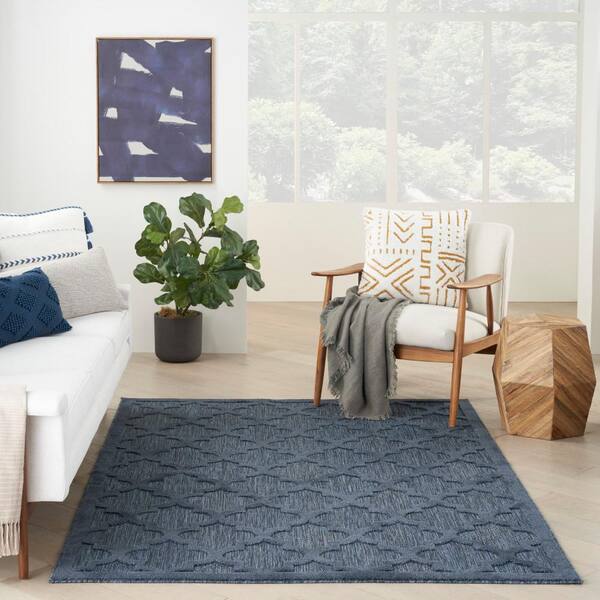 Contemporary Indoor / Outdoor Sisal Area Rug for Garage, Garden Kitchen, Navy