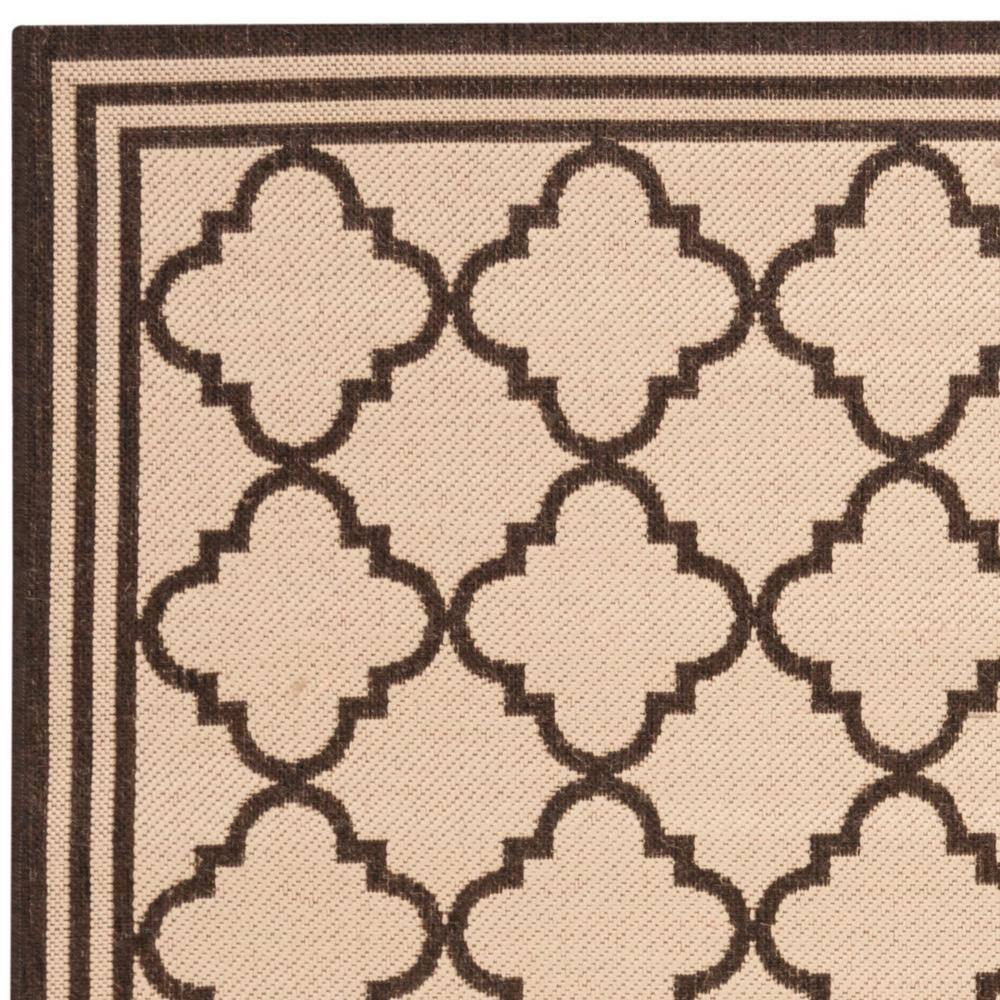 Cream and Brown Geometric Indoor/Outdoor Area Rug