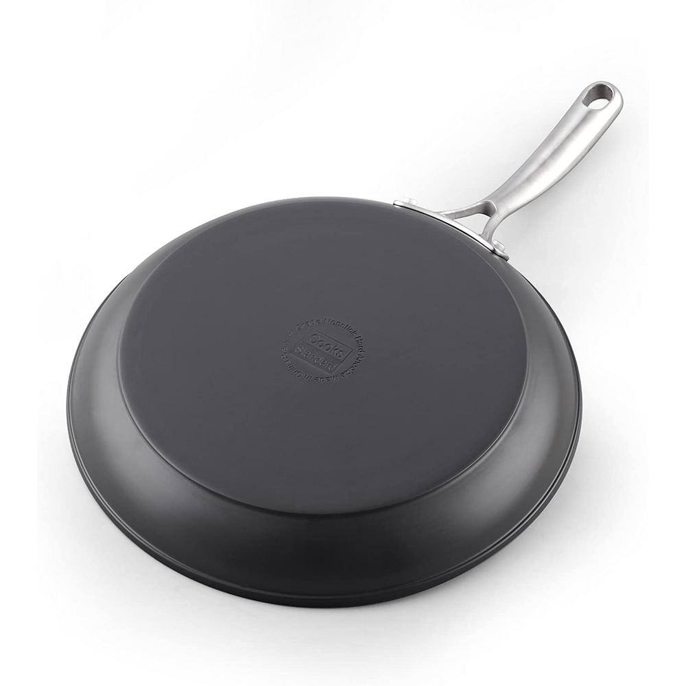 3-Piece Black Aluminum Nonstick Frying Pan Set with Stainless Steel Handles