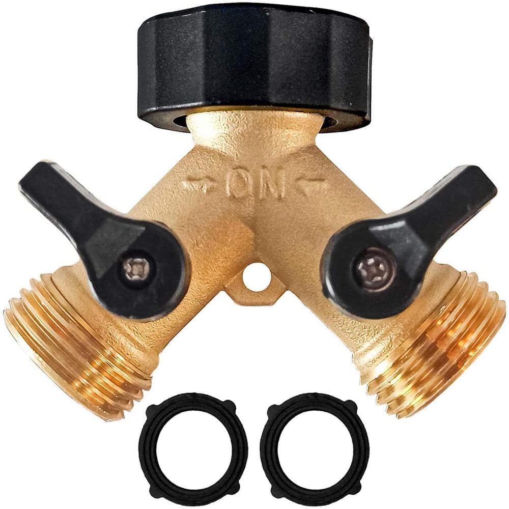 Brass Garden Hose Diverter 2 Way, 3/4 in. Hose Fitting Faucet Diverter