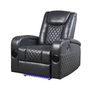 Alair Dark Gray Leather Aire Leather Swivel Rocker Recliner