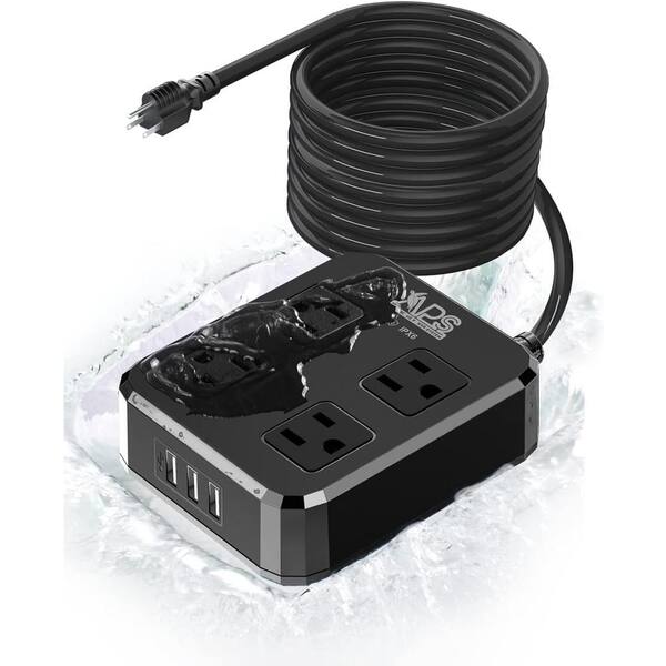 Etokfoks 10 ft. 4Outlets Surge Protector Extension Cord Outdoor