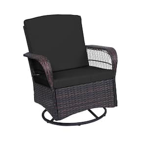 Patio Rocking Swivel Wicker Chairs Outdoor Conversation Bistro Set PE Rattan Furniture for Porch Garden Backyard Black