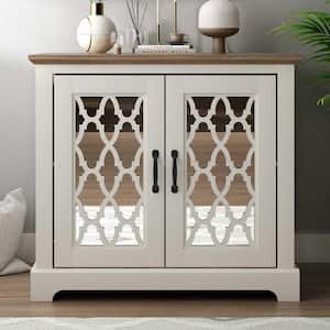 Heron Ivory with Knotty Oak Accent Cabinet with 2 Doors