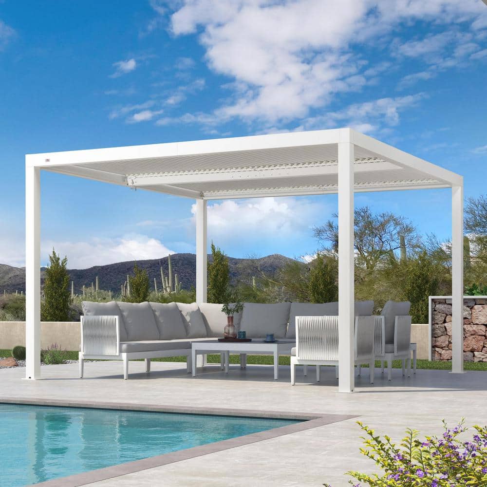 PURPLE LEAF 12 ft. x 12 ft. White Aluminum Frame Outdoor Patio
