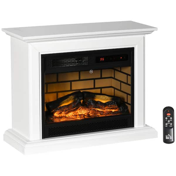31 in. Freestanding Electric Fireplace Stove in White w/ Dimmable Flame Effect and Mantel,Space Heater w/ Remote Control