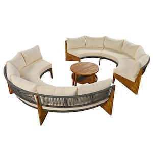 6-Pieces Patio Furniture Chair Sets, Patio Conversation Set with Beige Cushions