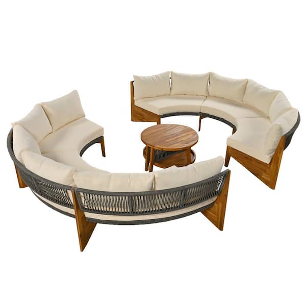 Sudzendf 6-Pieces Patio Furniture Chair Sets, Patio Conversation Set with Beige Cushions