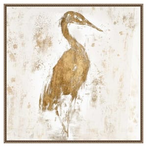 "Gilded Heron I" by Jennifer Goldberger 1-Piece Floater Frame Giclee Abstract Canvas Art Print 30 in. x 30 in.