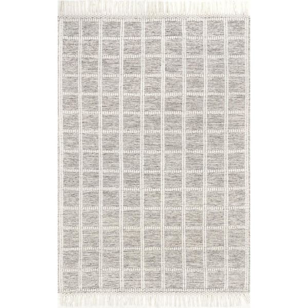 Huia Casual Striped Wool Blend Tassel Ivory 6 ft. x 9 ft. Casuals Area Rug