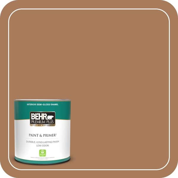 BEHR PREMIUM PLUS 1 qt. #260F-6 Smokey Topaz Semi-Gloss Enamel Low Odor Interior Paint & Primer