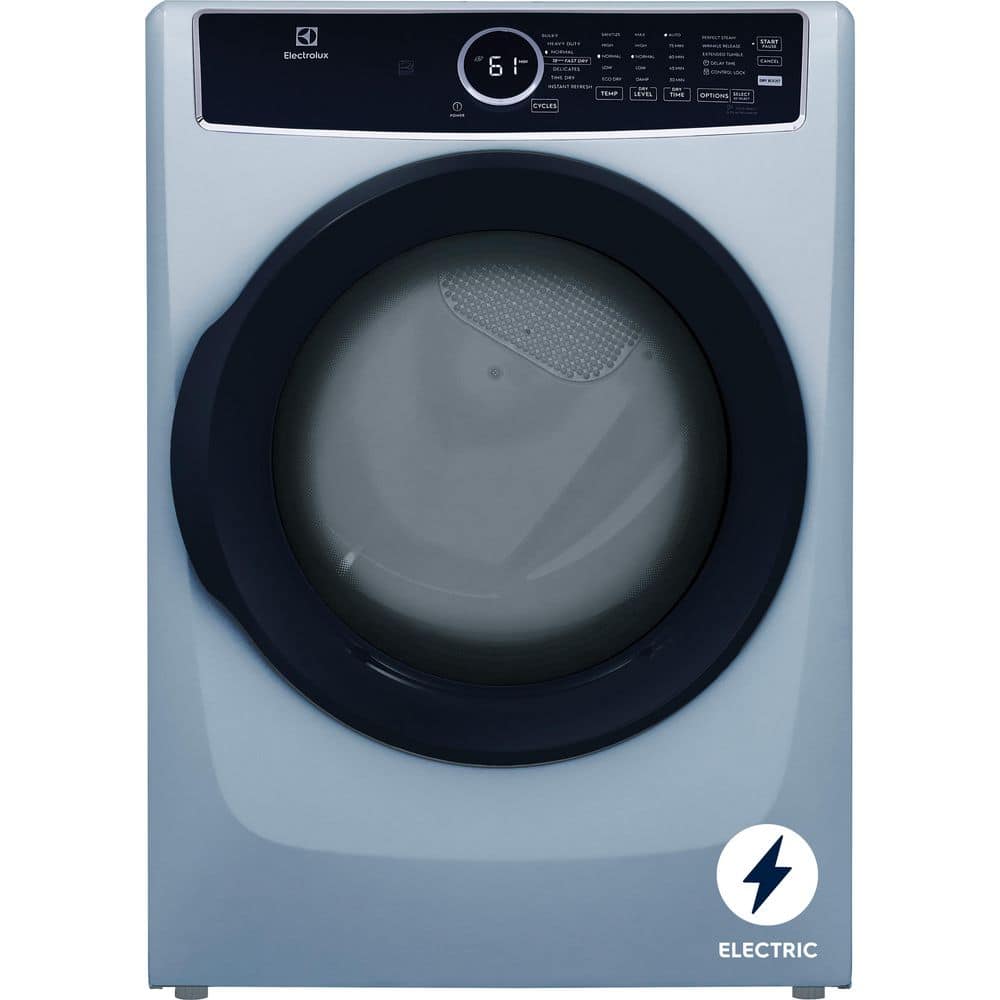 Electrolux 8 cu.ft. Electric Dryer vented Front Load Perfect Steam Dryer with Instant Refresh in Glacier Blue