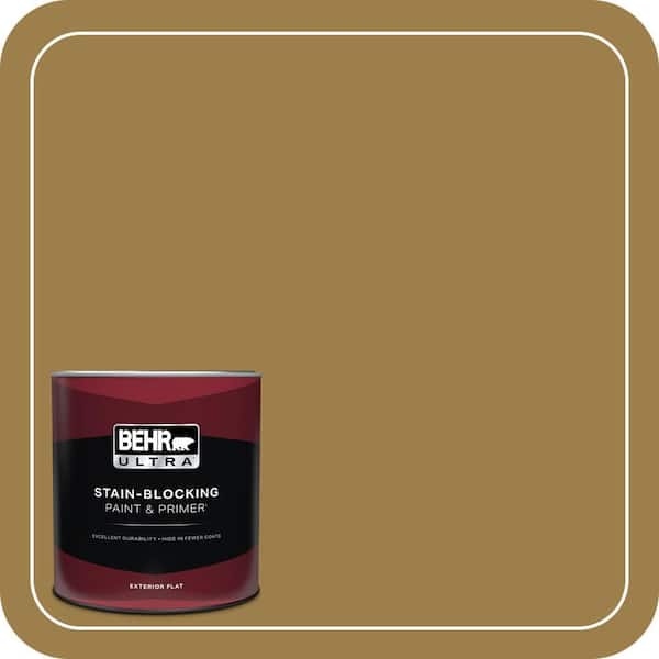 BEHR ULTRA 1 qt. #S310-6 Gold Ink Flat Exterior Paint & Primer
