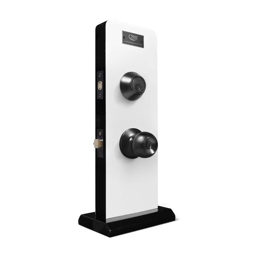 Matte Black Entry Door Knob Set with Single Cylinder Deadbolt