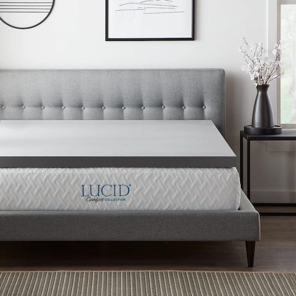 Lucid Comfort Collection 3 in. Aloe Infused Memory Foam Topper - King