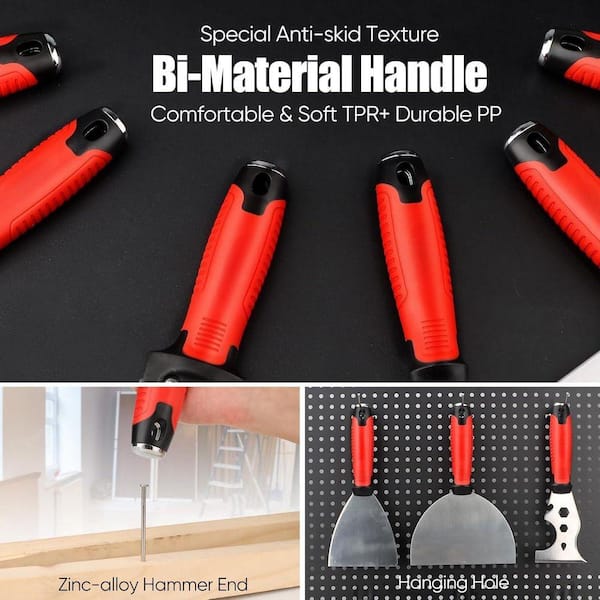 KIWDZFU 12 in. 7-Piece Stainless Steel Drywall Tool Kit Multi-Size
