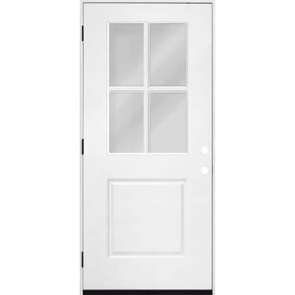 Legacy 32 in. x 80 in. RHOS 1/2Lite 4L SDL Clear Glass Primed Unfinished Fiberglass Prehung Front Door QS4-9/16 in. Jamb