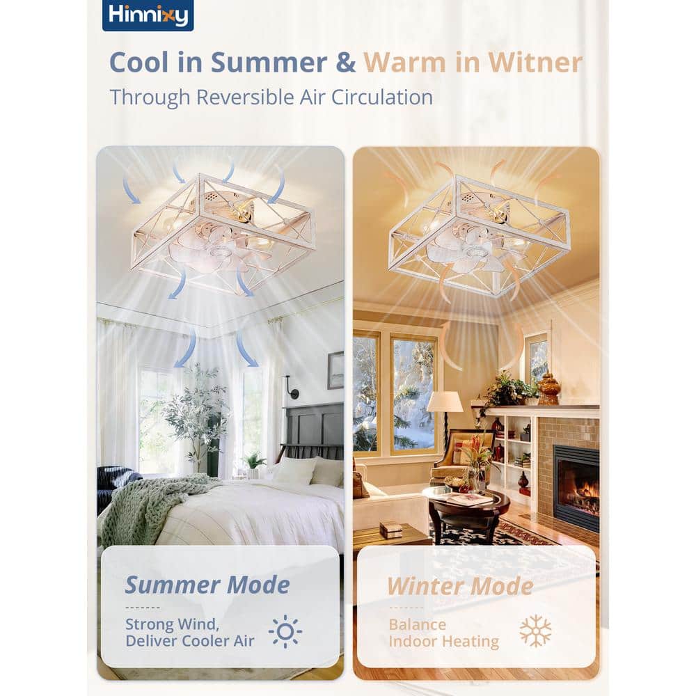 16" White Aluminum Caged Ceiling Fan with Light and Remote