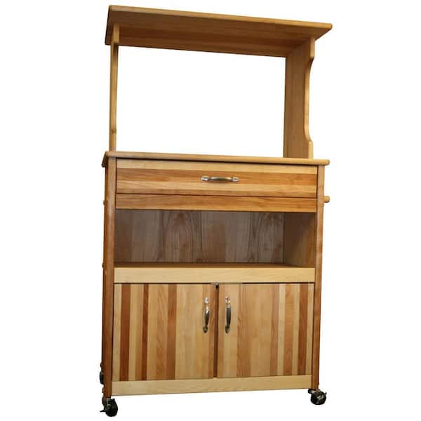 Catskill Craftsmen Natural Wood Kitchen Cart with Hutch Top
