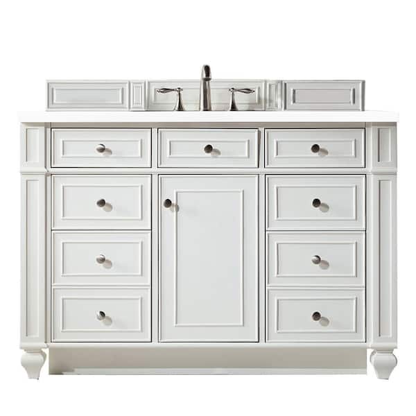 James Martin Vanities Bristol 48 in. W x 23.5 in. D x 34 in. H Single Vanity in Bright White with Quartz Top in Classic White