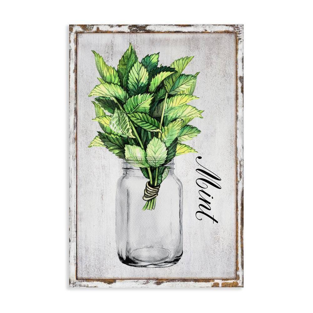 Rustic Garden Mint by Creatif Belle Unframed Nature Graphic Art Print 45 in. x 30 in.