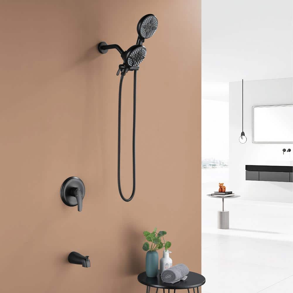 Matte Black Dual Shower Head System with Handheld