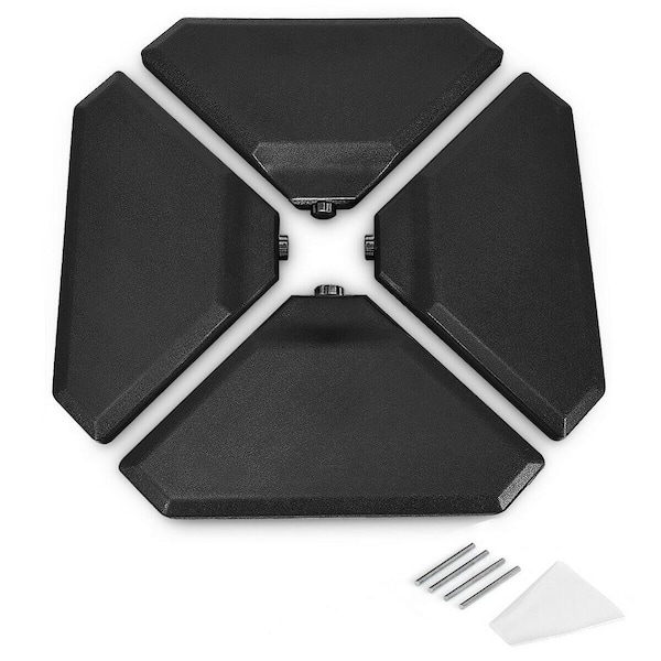 4-Pieces 195 lbs. Cantilever Offset Patio Umbrella Base in Black