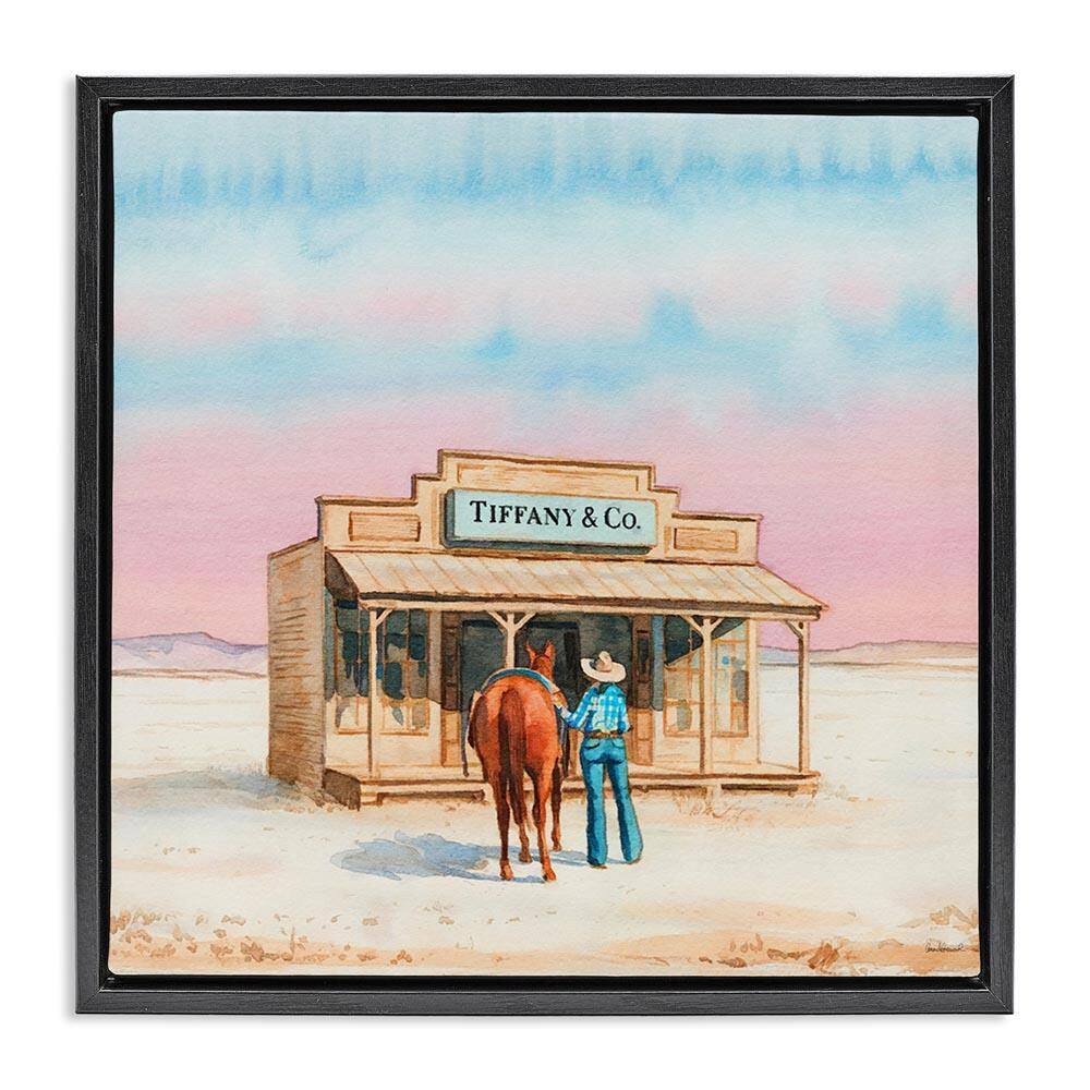 Fashionista Cowgirl in Desert by Amanda Greenwood Black Floater Frame Nature Graphic Art Print 18 in. x 18 in. price history on PriceWatchPro