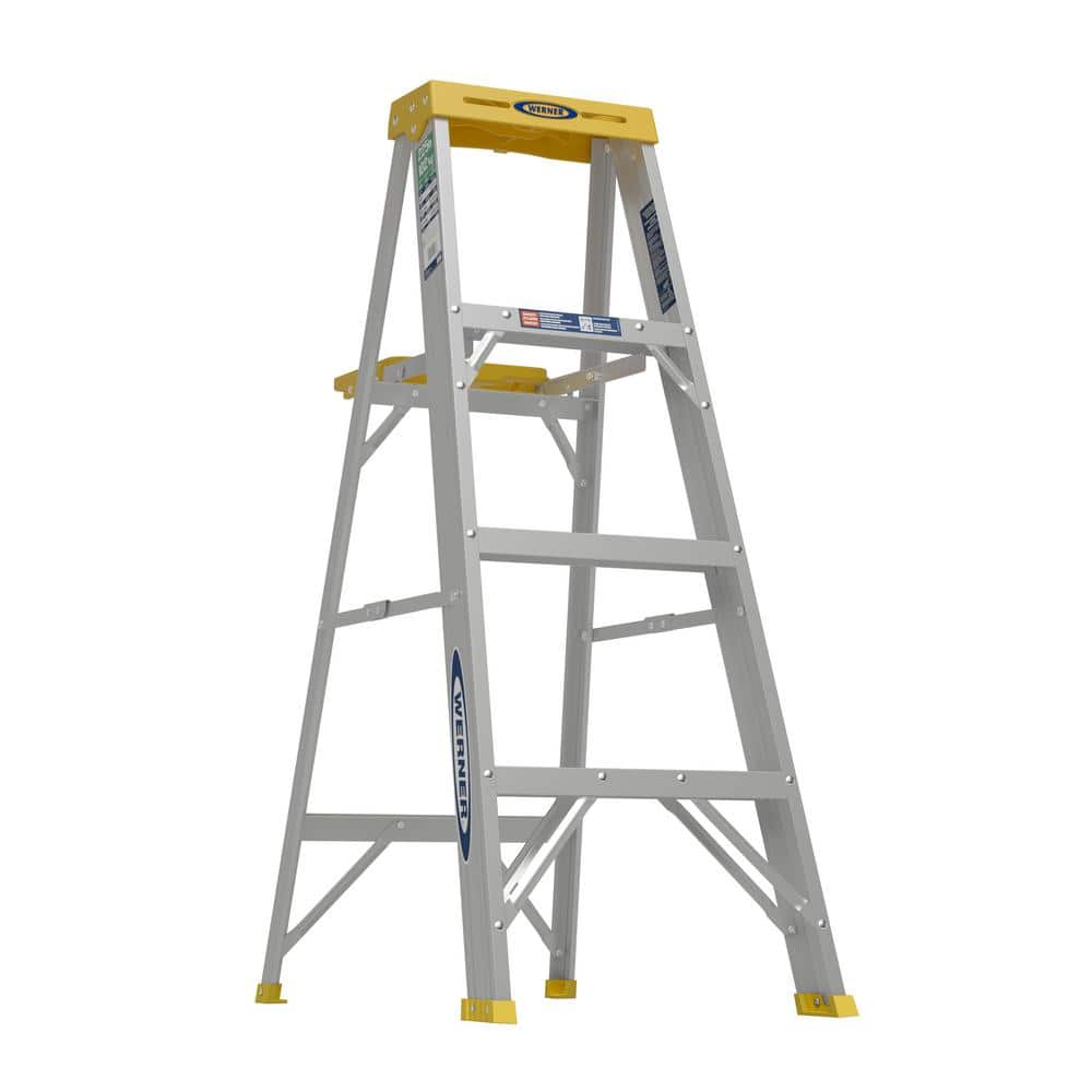 UPC 051751010237 product image for 4 ft. Aluminum Step Ladder (8 ft. Reach Height) with 225 lb. Load Capacity Type  | upcitemdb.com