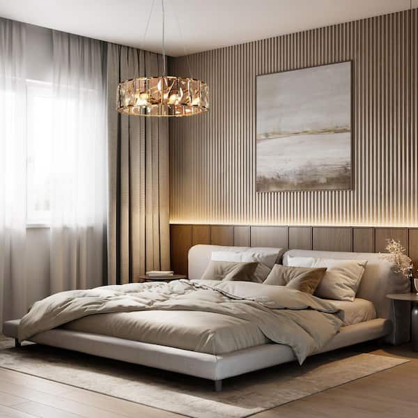 Ethel 6-Light Plating Brass Drum Chandelier with Crystals and No Bulbs Included