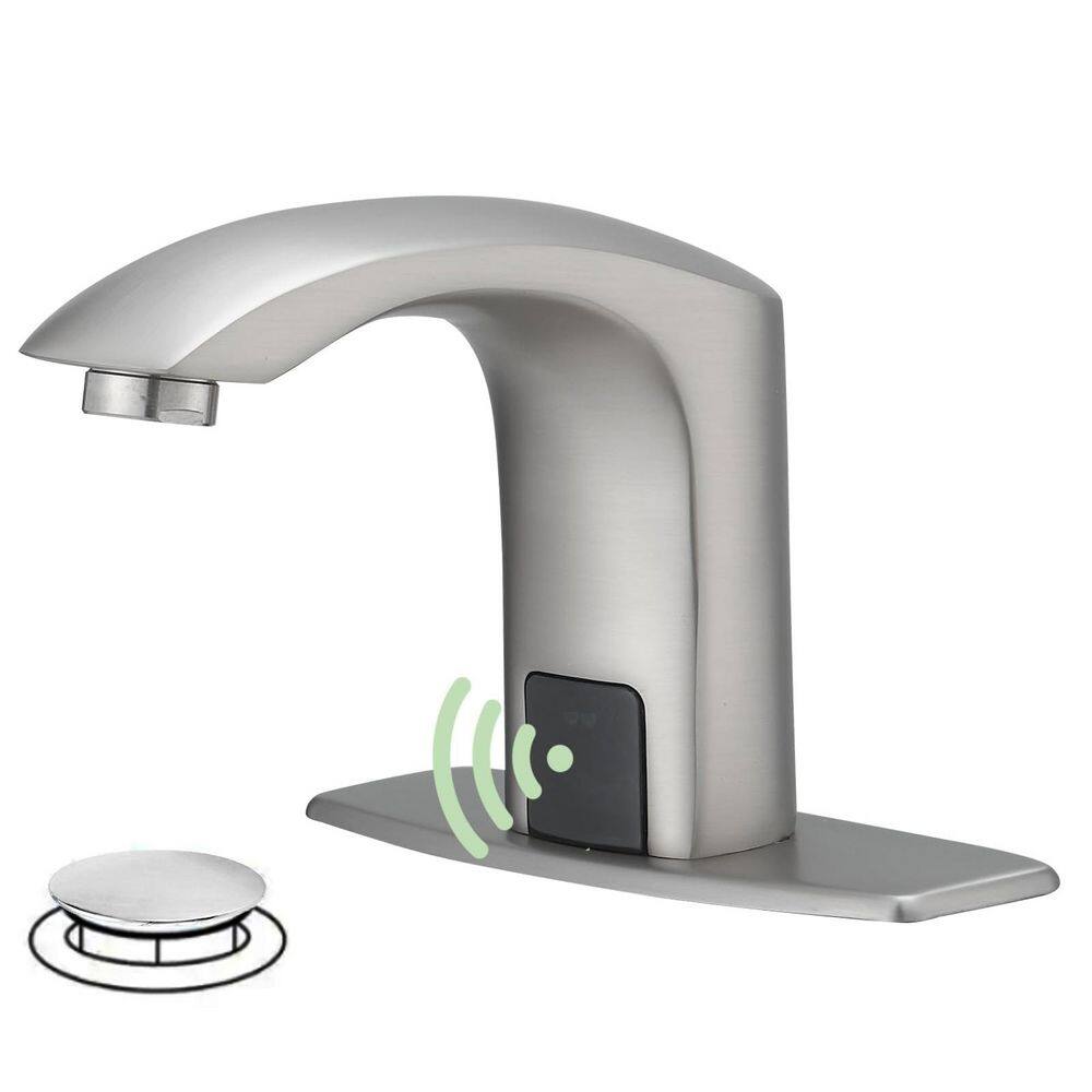 Automatic Sensor Touchless Bathroom Sink Faucet with Deck Plate and Pop Up Drain in Brushed Nickel price history on PriceWatchPro