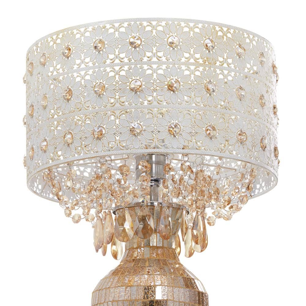Champagne Bronze Mosaic Adjustable Table Lamp with Jeweled Accents