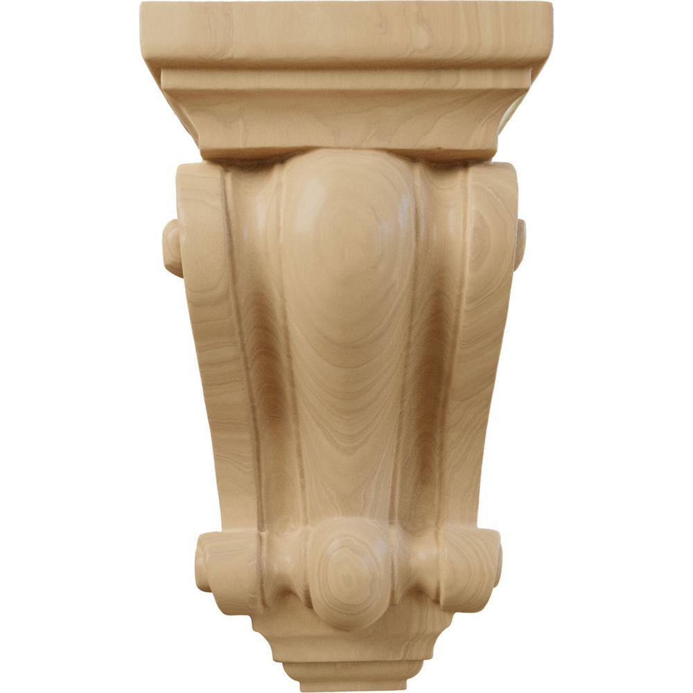 Cherry Hand-Carved Hardwood Pilaster Corbel, 7.5" x 4"