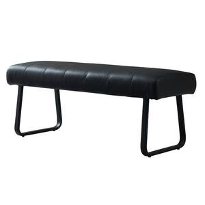 Modern Black Dining Bench Backless with Metal Legs 55.1 in. (Black)