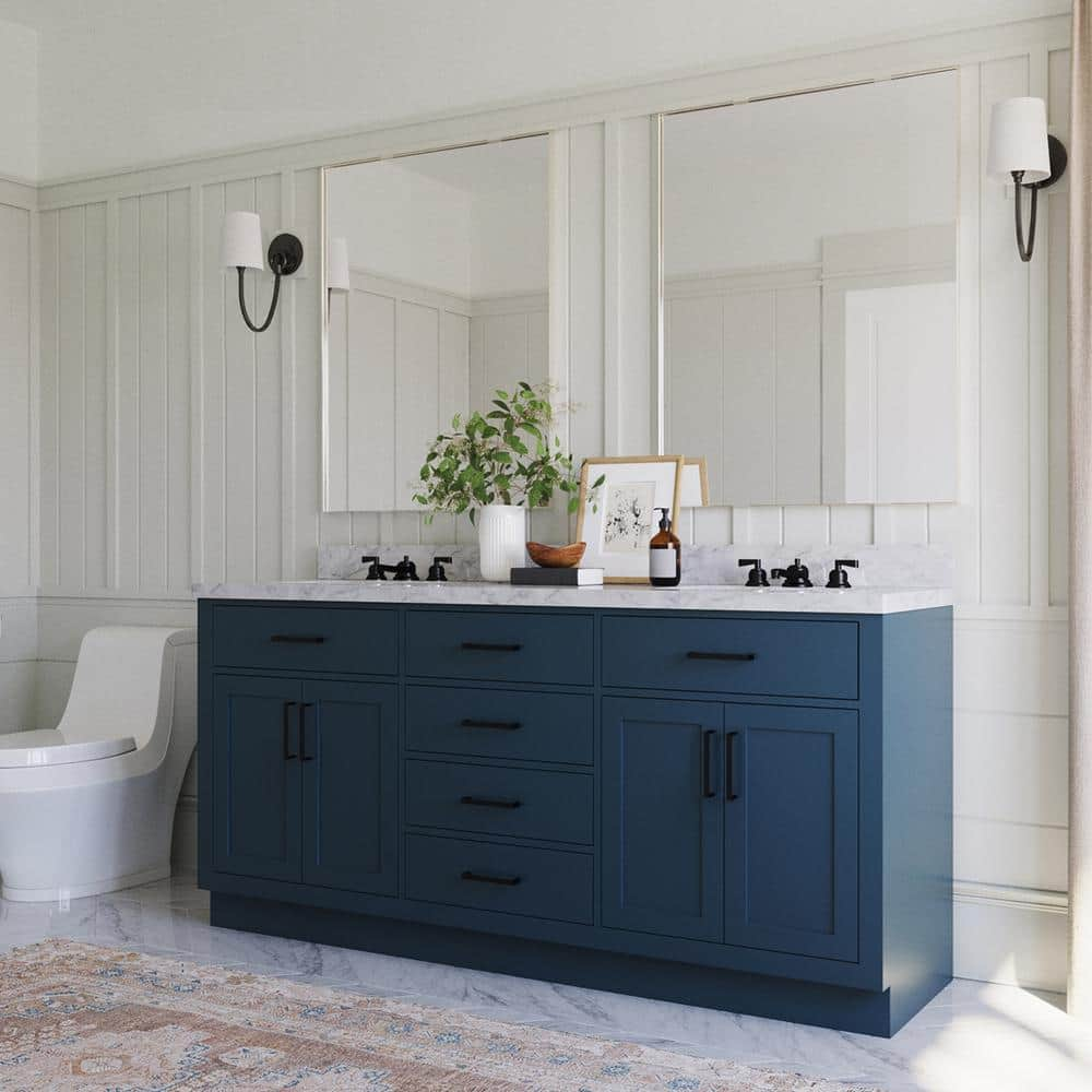 ARIEL Hepburn 73 in. W x 22 in. D x 36 in. H Bath Vanity in Midnight ...