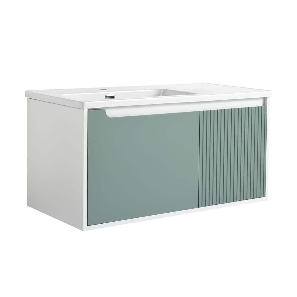 39.56 in. W x 19.87 in. D x 20.06 in. H Single Sink Floating Bath Vanity in