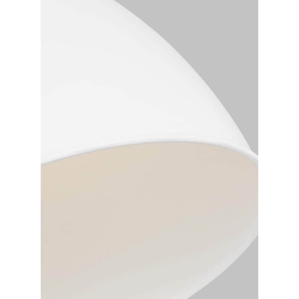 Matte White and Burnished Brass 13.5" Indoor/Outdoor Dome Pendant