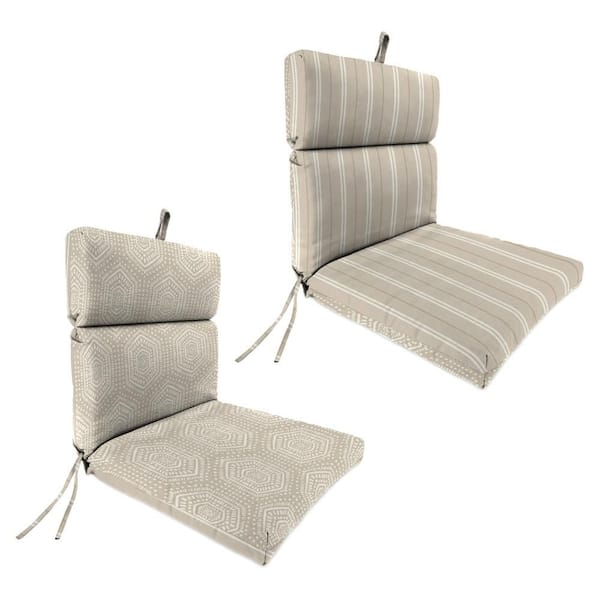 44 in. L x 22 in. W x 4 in. T Rectangular Reversible Outdoor Dining Chair Cushion in Chet Taupe and Gallan Taupe