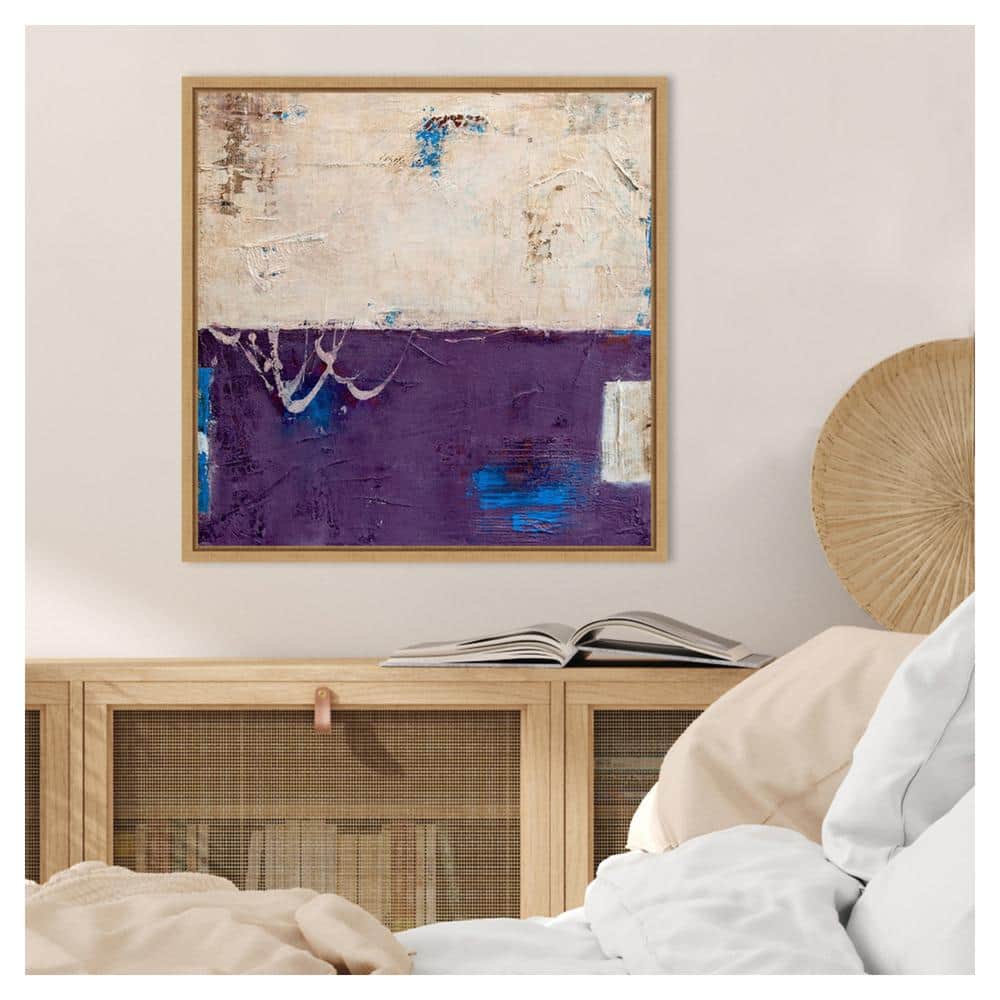 Erin Ashley Abstract Purple and Cream Canvas Wall Art with Maple Frame