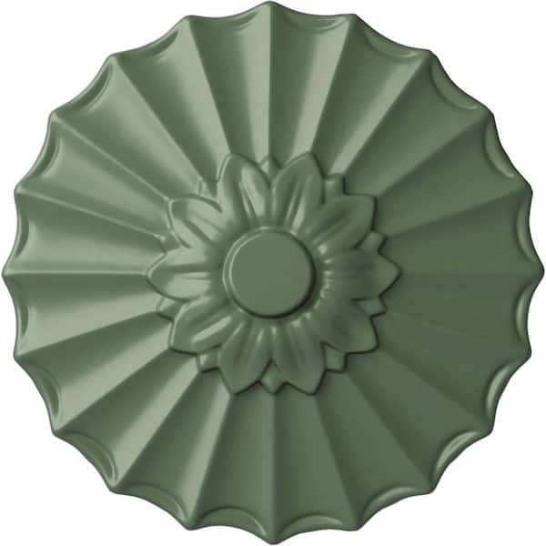 Ekena Millwork 1-3/8" x 9" x 9" Polyurethane Shakuras Ceiling, Hand-Painted Athenian Green