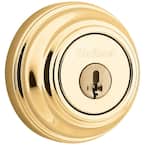 Polished Brass Single Cylinder Deadbolt featuring SmartKey Security with Microban Antimicrobial Technology