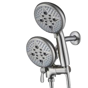 24-Spray Patterns 5 in. Wall Mount Dual Shower Heads and Handheld Shower Head in Brushed Nickel
