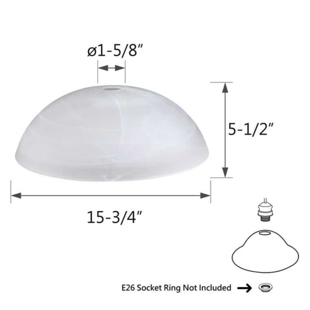 Alabaster Glass Torchiere Swag Pendant Shade 15.75"