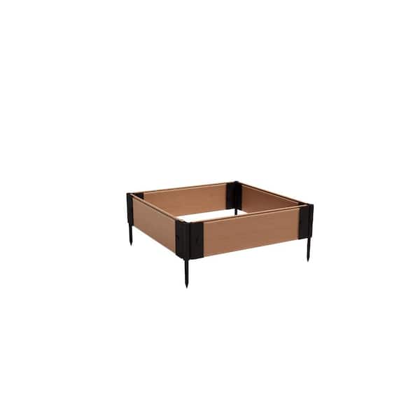 Composite Gardening Square Raised Herb Garden Bed (2 ft. L x 2 ft. W x 6 in. H) Timber Brown 6 in. Root Depth