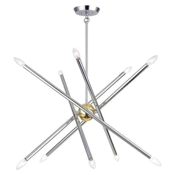 Livex Lighting Soho 10-Light Polished Chrome with Polished Brass Accents Chandelier