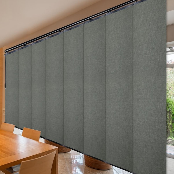 EMOH Nikolai 130 in. to 175 in. W x 94 in. L Adjustable 8- Panel in Black Double Rail Panel Track with 23.5 in. Slates