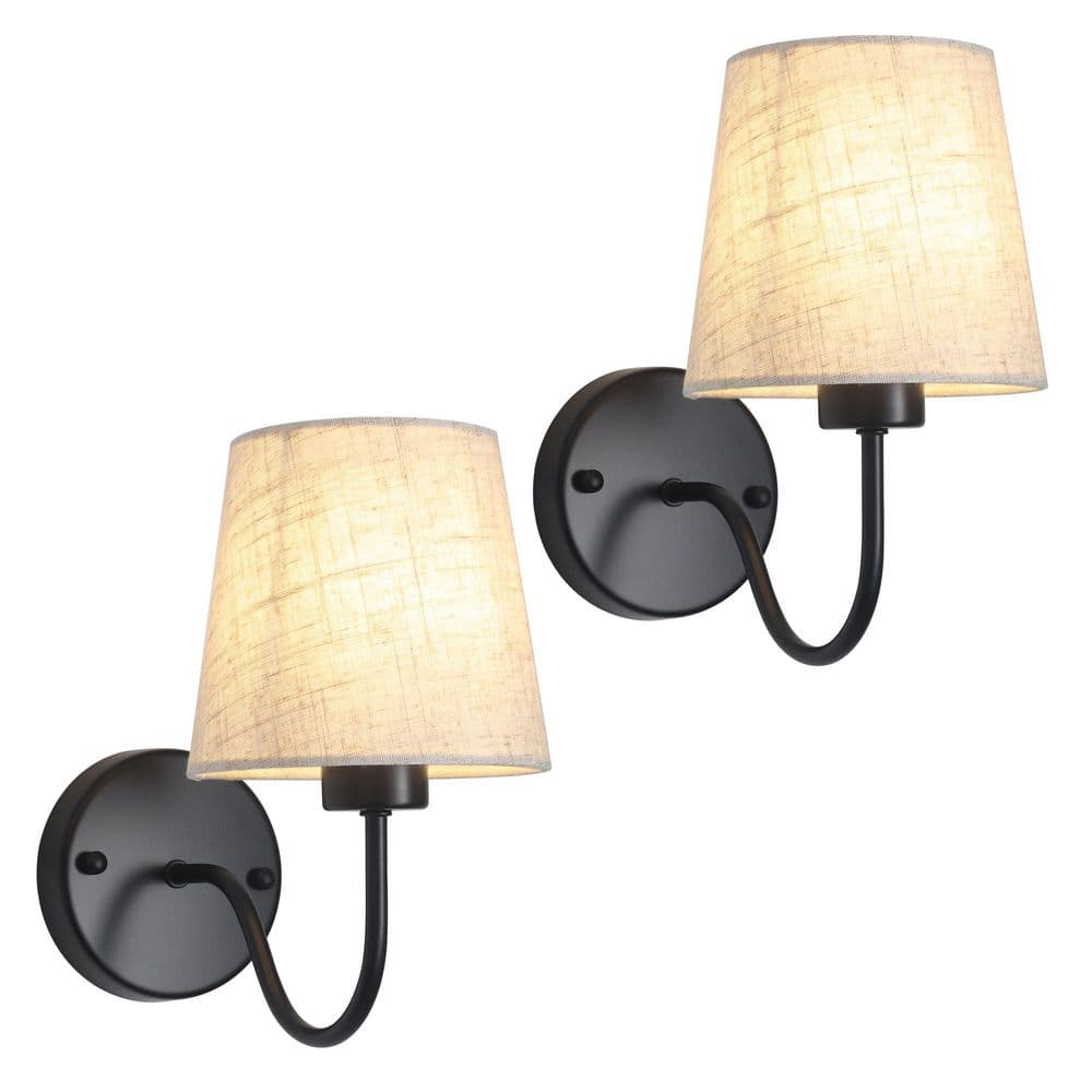 5.9 in. 1-Light Black Wall Sconce Wall Lamp with Fabric Shade (Set of 2) price history on PriceWatchPro